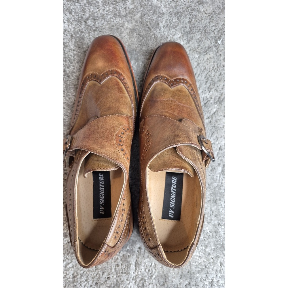 UV Signature‎ Single Monk Strap Wing Tip Brown Shoe Brown Men's Size 9 - Picture 5 of 11